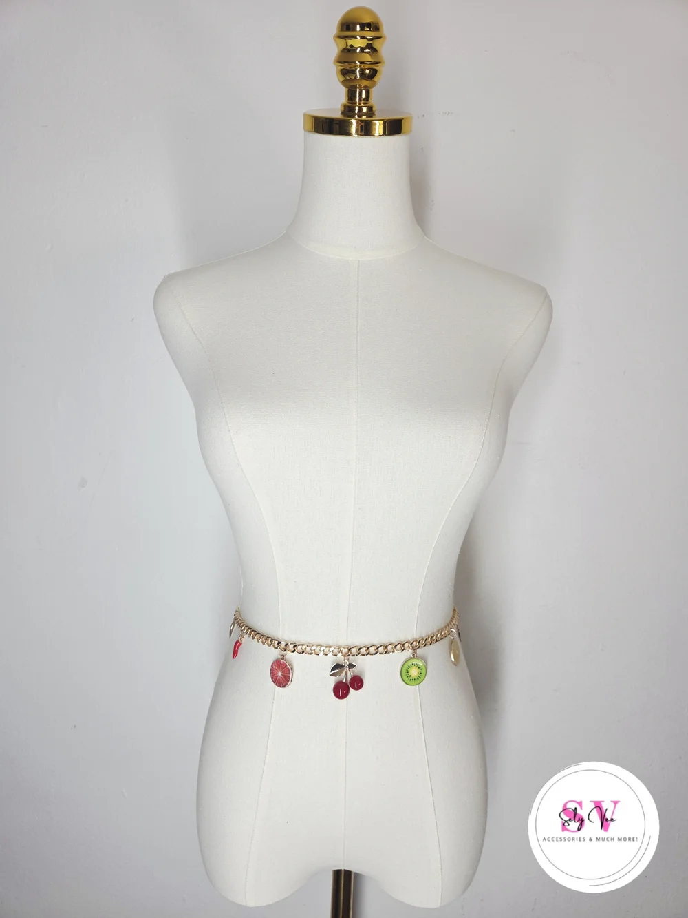 Gold Chain Fruit Charm Waist Belt